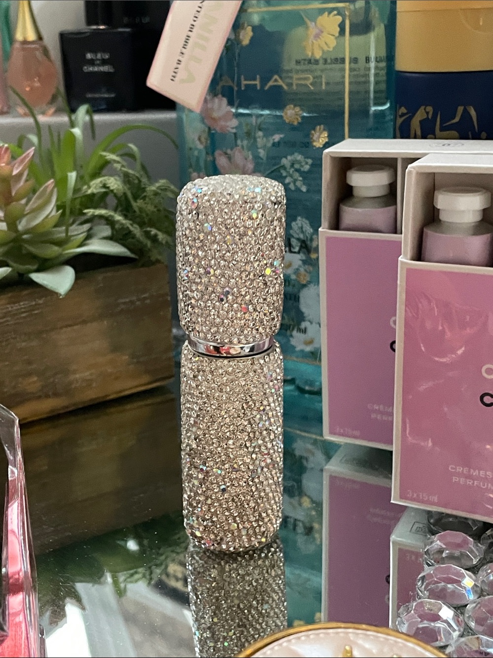 ✨Crystal Pavé Travel Perfume Atomizer ✨Silver Bling 🤩NEW